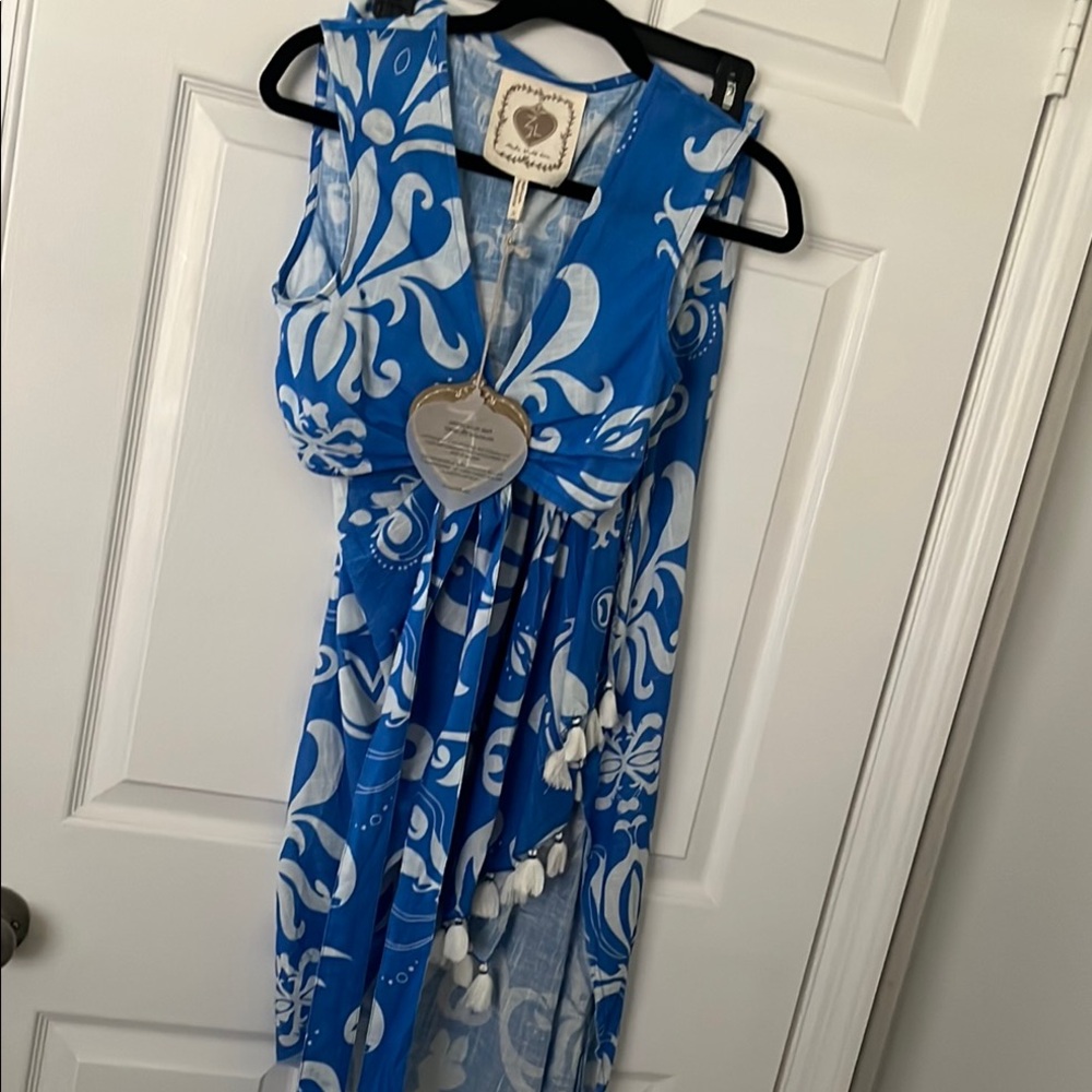 Blue and White Midi Dress